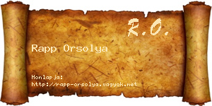 Rapp Orsolya névjegykártya